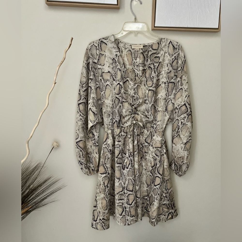 Puff sleeve snake skin dress